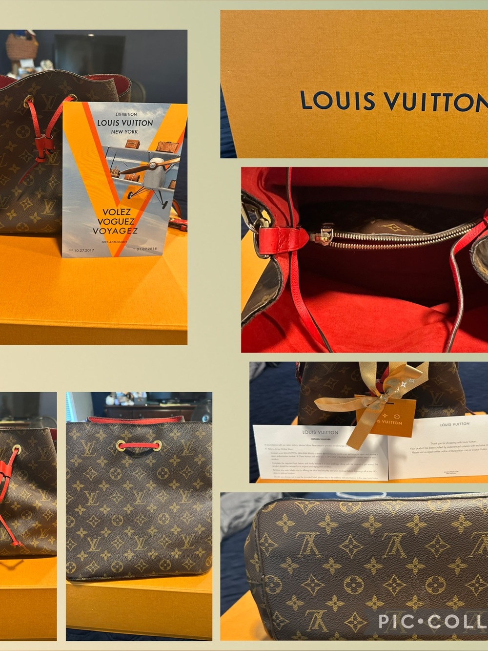 Louis Vuitton Monogram Canvas Tote with Red Trim